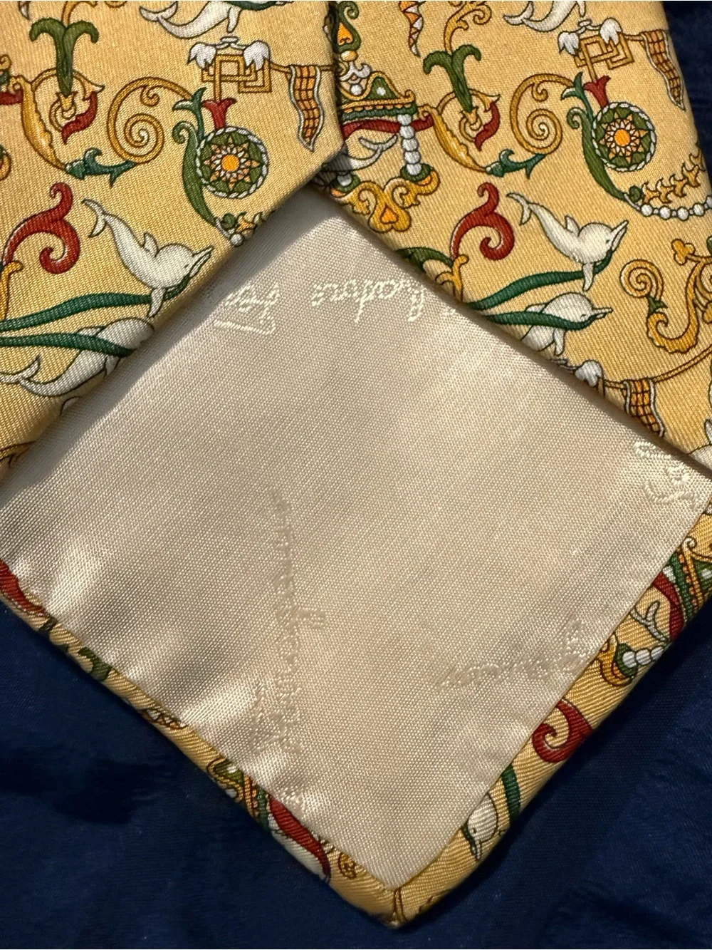 Salvatore Ferragamo Mustard Yellow Paisley & Floral Silk Tie
